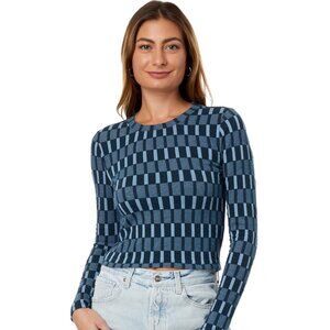 Fine Ribbed Supercrop Crewneck Long-Sleeve Tee